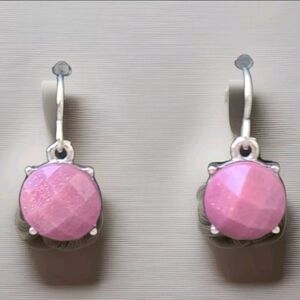 Pink Drop Earrings on French Hooks Lightweight Rose Cut